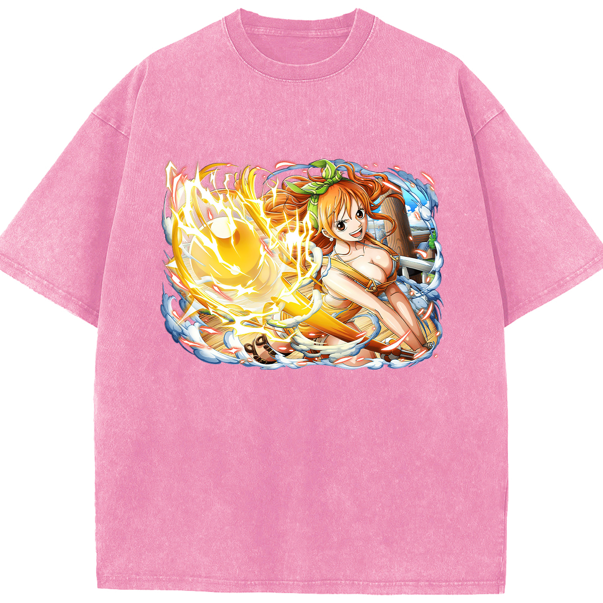 ワンピース ナミ ONE PIECE Nami 綿100% ヴィンテージ風 半袖Tシャツ（フロントプリント）